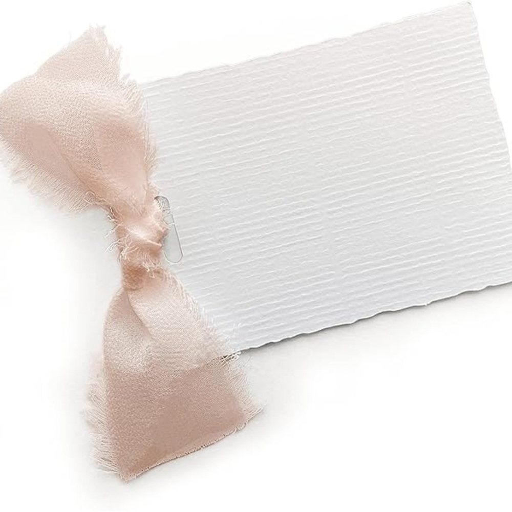 Elegant White Placecards with Pink Ribbon (9 Total)